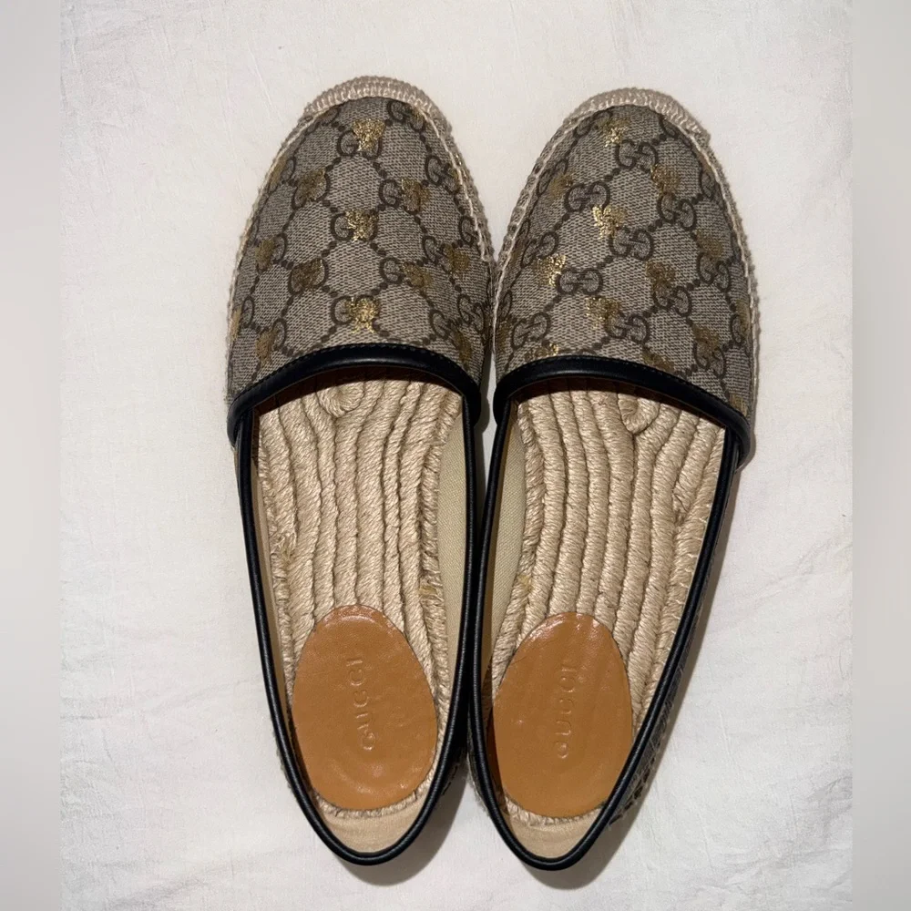 Gucci Women's Espadrilles - Black and Gold Pattern - Picture 3 of 11